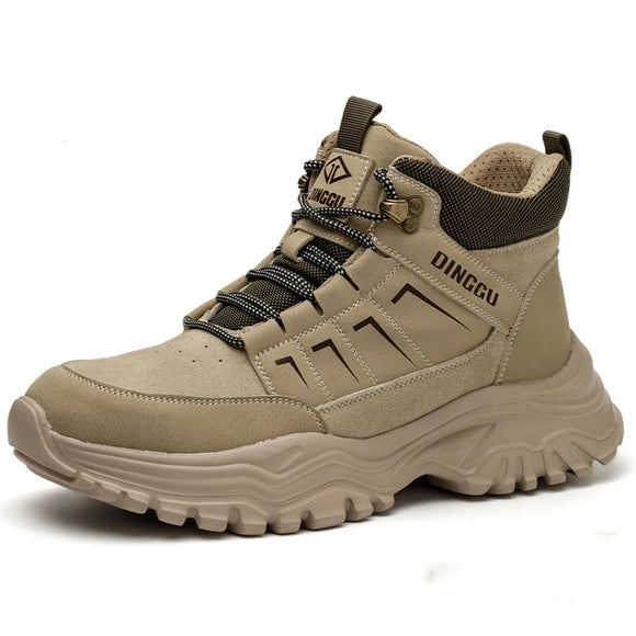 Safety Shoes Men's Work Boots Steel Toe Anti Scald Welding Anti Smashing Anti Piercing Work Sneakers MartLion Beige 44 