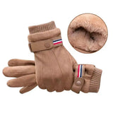 Men's Winter Suede Warm Split Military Finger Gloves Outdoor Thickened Driving Buckle Ski Male Touch-Screen Mittens MartLion   