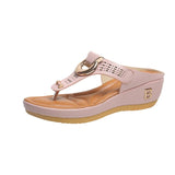 Women Flip Flops Rome Wedges Platform Slipper Ladies Shoes Beach Causal Dress Slides Zapatos Mart Lion Pink 4.5 