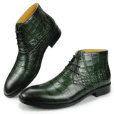 Luxury Martin Boots Men's Ankle Lace Up Leather Shoes Formal Wear Workplace Printing Footwear Classic Style MartLion green 39 
