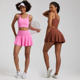 Super Cloud Running Shorts Pleated Tennis Skirt High Waist Workout Skorts Badminton Skirts with Pockets for Women Mart Lion   