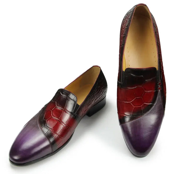 Men's Loafers Slip on Shoes Red Purple Mixed Elgant Penny Casual Footwear Driving Loafers Casual Penny MartLion   