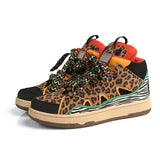 Men's Casual Shoes Round Toe Lightweight Platform Outdoor Trendy All-match Breathable High Top Spring Autumn Main MartLion leopard print 36 