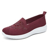 Summer Soft Embroidery Women's Flat Shoes Knitted Breathable Women's Flower Casual MartLion purple 36 