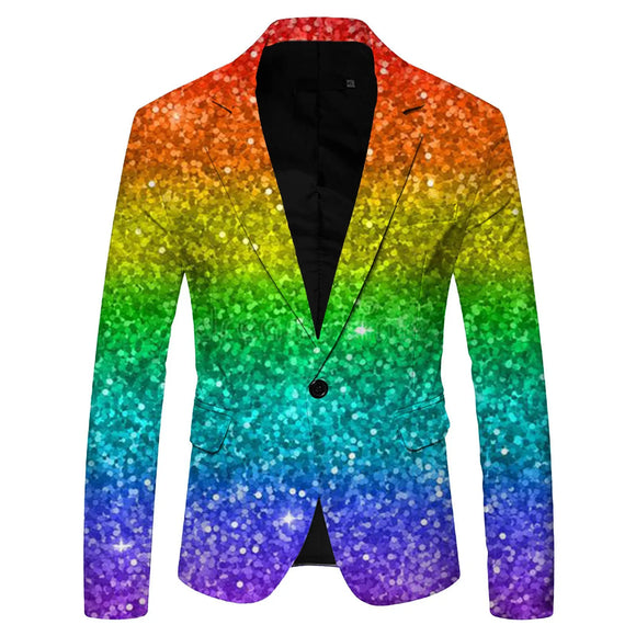 Men's Sequins Glitter Embellished Jacket Nightclub Prom Suit Homme Stage Clothes blazers MartLion Light Blue S CN