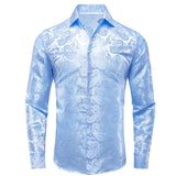 Silk Men's Shirts Long Sleeves Woven Paisley Wedding Party Over shirt Wedding MartLion   