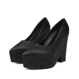 Women's High Heels Retro Single Waterproof Platform Super Thick Heel Design Pointed Shallow Cut Mary Jane Shoes MartLion Black Cowhide 35 CHINA