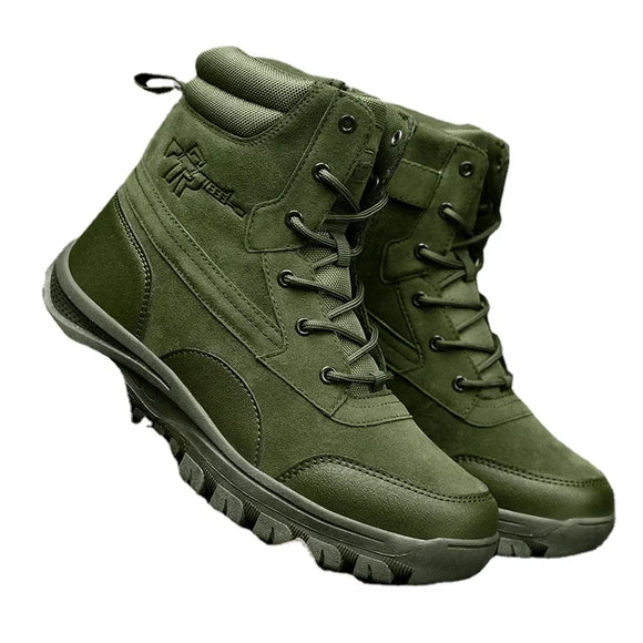 Men's Waterproof Leather Hiking Work Boots Non-Slip Lightweight Military Combat Tactical Breathable Non-Slip Desert MartLion   