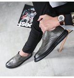 Spring Autumn Men's Brogues Shoes Flat Soft Leather Casual Footwear Black Grey MartLion   