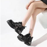 Men's and Women Vintage Rock Couple Shoes Dark Punk Leather Retro Boots Metal Niche Design Unisex Single Platform MartLion   