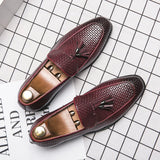 Luxury Loafers Slip-on Fringed Leather Shoes Woven Moccasin High-end British Style Thick Bottom Pointed Toe Designer MartLion   