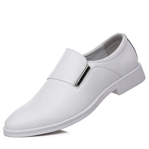 White Leather Dress Shoes Men's Spring Autumn Breathable Formal Derby Casual English MartLion   