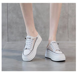 Women Half Drag Shoes Spring Summer Genuine Leather Mesh Platform Sneakers Inner Heightening Casual Shoes Mujer Mart Lion   