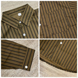 Brown Striped Shirts for Men and Women Loose Long-sleeved MartLion   