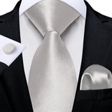 Gray Striped Paisley Silk Ties For Men's Wedding Accessories 8cm Neck Tie Pocket Square Cufflinks Gift MartLion SJT-8388  