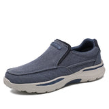 Men's casual shoes Summer canvas Slip-on breathable casual outdoor large walking sneakers MartLion Blue 39 