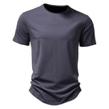 Outdoor Casual T-shirt Men's Pure Cotton Breathable Crew-Neck Short Sleeve Mart Lion Dark Grey EU size S 