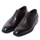 Classic Handmade Men's Dress Shoes Office Lace-Up Genuine Leather Whole Cut Round Toe Oxford Wedding Formal Shoes MartLion Dark Brown EUR 38 