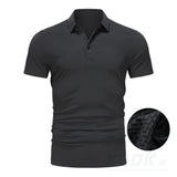 Tall Men's Golf Shirt Lop-up Hollow Short-sleeved Shirt MartLion Dark Grey EUR XXL  -95-115kg 