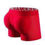 Men's Underwear Boxer Mesh Padded Underwear with Hip Pads Men's Boxers Butt Padded Elastic Enhancement MartLion JM464Red L 