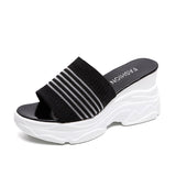 Chunky Slippers Women Sole Wedges Heels Flip Flops Casual Shoes Waterproof Platform Slippers Ladies Sandals White Mart Lion black 35 