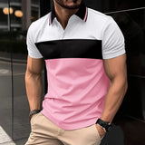 Men's Polo Shirt Color Match  Casual Style Men's Top Dinner Party Short Sleeve Men's Polo Shirt MartLion   