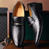 Men's Casual Shoes Classic Low-Cut Embossed Leather Dress Loafers Mart Lion   