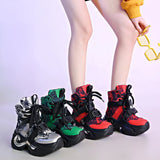 Winter Chunky Boots For Women Thick Plush Warm Snow Ankle Boots Wedges Leather High Platform Sneakers Woman Motorcycle Shoes MartLion