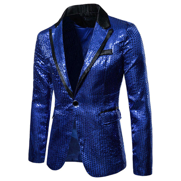 Shiny Sequin Glitter Embellished Jacket Men's Nightclub Prom Suit Homme Stage Clothes For Singers blazers MartLion   