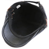 Men's Berets Caps Autumn Winter Warm PU Leather Casual Letter Embroidery Outdoor Sports Hats Casquette Peaked Caps MartLion   
