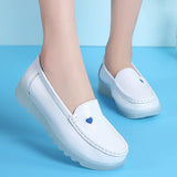 Women's Shoes Soft-soled Work White Slope Heel Increased Leather Deodorant Hospital Nurse MartLion   