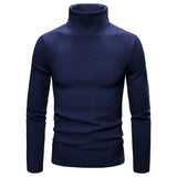 Autumn and Winter Men's Turtleneck Sweater Korean Version Casual All-match Knitted Bottoming Shirt MartLion Navy blue M (55-65KG) 