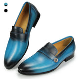 Men's Loafers Slip on Shoes Blue Gradient Driving Leather upper Casual Penny Casual Dress Party sapato social masculino MartLion - Mart Lion