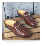 Sandals Men's Stone Pattern Dress Shoes Slip-On Pu Leather Sandals Hombre Verano Mart Lion   