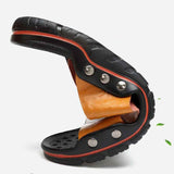 Summer Men's Sandals Genuine Leather Slippers Roman Flats Slippers Roman Style Beach Outdoor Flip Flops Mart Lion   