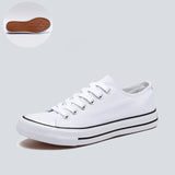 Summer Men's Flats Shoes All Black White Red Casual Canvas Sneakers Lace-Up High Top MartLion White black stripes Women 35 