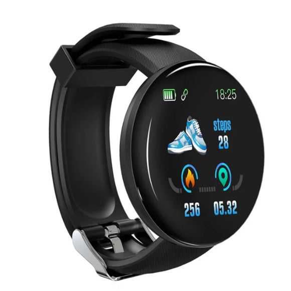 D18 Smart Watch Men's Blood Pressure Smartwatch Waterproof Women Heart Rate Monitor Fitness Tracker Watch Sport For Android IOS MartLion black  