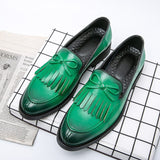 Tassel Wedding Dress Shoes Men's Party Oxfords Slip On Leather Loafers Bow Formal Office Casual Mart Lion   