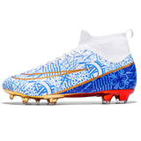 Football Boots TF FG Training Grass Outdoor Professional  Soccer Shoes Men's Women Adult Teenager Non-Slip Soccer Cleats Sneakers MartLion WJS-2099-C-Blue 35 