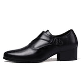 Leather Men's Dress Shoes High Heel British Elevator Shoes Wedding Party Oxford Footwear Increasing 6/8cm MartLion   