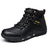 Men's Genuine Leather Boots Hiking Boots Hiker Winter Trekking Hiking Fuzzy Snow Waterproof Adventure MartLion Black 5.5 