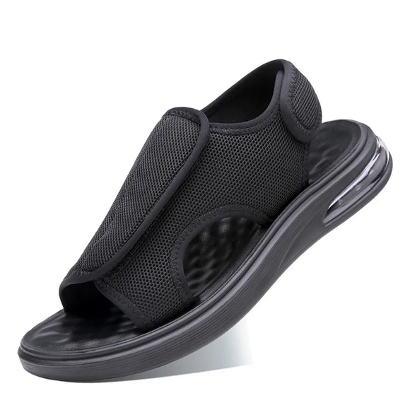 Men's Sandals Solid Color Summer Shoes Casual Open Toe Soft Beach Footwear MartLion Black 6 