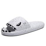 Breathable Men's Slippers Summer Outdoor Slides Massage Flip Flops Non-slip Flat Beach Sandals Shark Sneakers Shoes Mart Lion 02-White 6 
