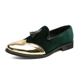 British Style Glitter Leather Men's Dress Shoes Loafers Slip-on Ponited Party MartLion green 2922 38 CHINA