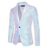 Men's Luxurious Sequin Suit Jacket Green Silver Bar KTV Stage Dress Coat blazers MartLion   