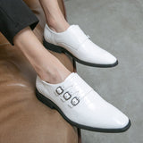 White Dress Shoes Men's Elegant Split Leather Social Oxfords Mart Lion   
