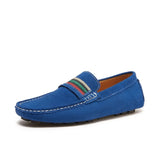 Suede Leather Penny Peas Loafers Men's Women Boys Driving Shoes Moccasins Slip on Flats Designer Loafers Pink MartLion HK001 Blue 5.5 