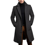 Black Trench Coat For Men's Long Sleeve Single Breasted Overcoat Perfect For Fall And Winter MartLion   