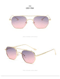 Retro Double Bridges Peach Pilot Sunglasses Women Men's Designer Luxury Metal Frame Eyewear MartLion   