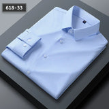 Stretch Anti-Wrinkle Men's Shirts Long Sleeve Dress Slim Fit Social Blouse Striped Shirt MartLion 618-33 45-55kg 38 